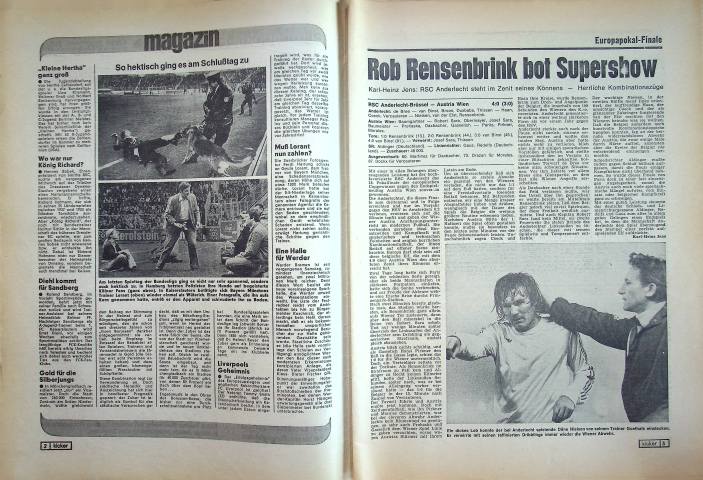 Inhaltsverzeichnis Kicker 37/1978