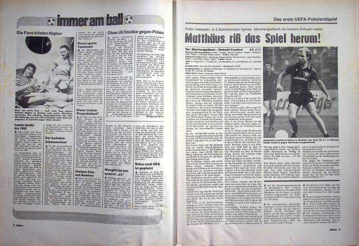 Inhaltsverzeichnis Kicker 37/1980
