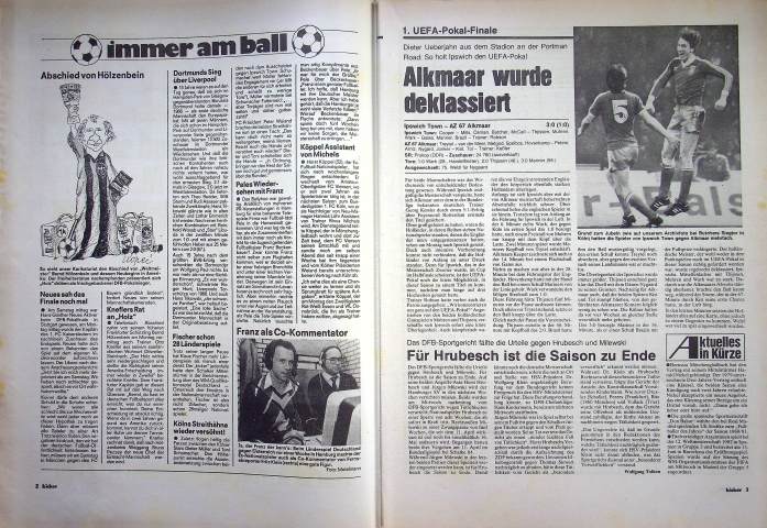 Inhaltsverzeichnis Kicker 37/1981