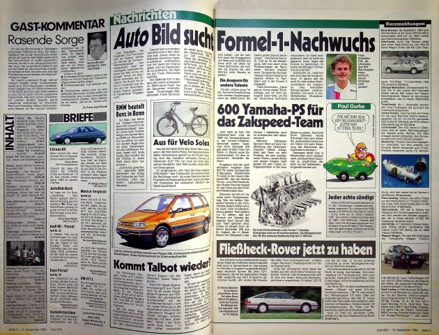 Inhaltsverzeichnis Auto Bild 37/1988