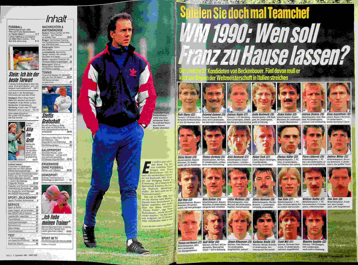 Inhaltsverzeichnis Sport Bild 37/1989