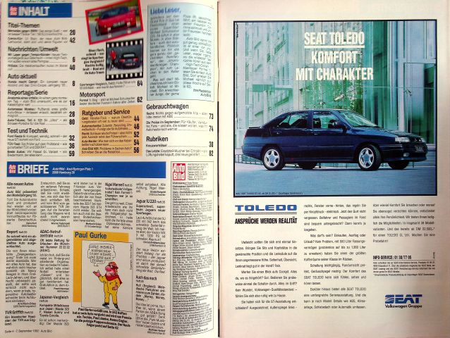 Inhaltsverzeichnis Auto Bild 37/1992