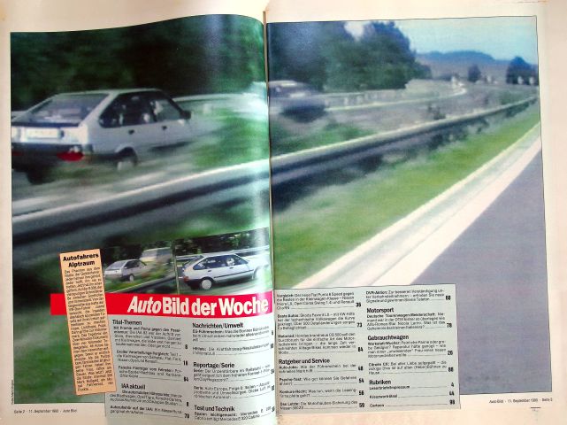 Inhaltsverzeichnis Auto Bild 37/1993
