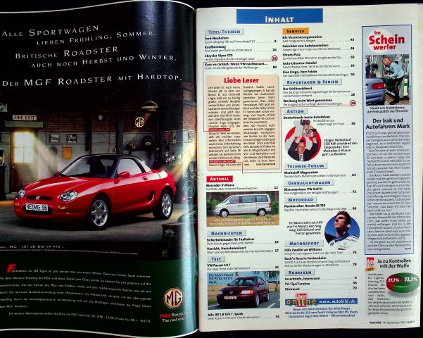 Inhaltsverzeichnis Auto Bild 37/1996