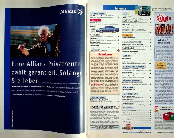 Inhaltsverzeichnis Auto Bild 37/1997
