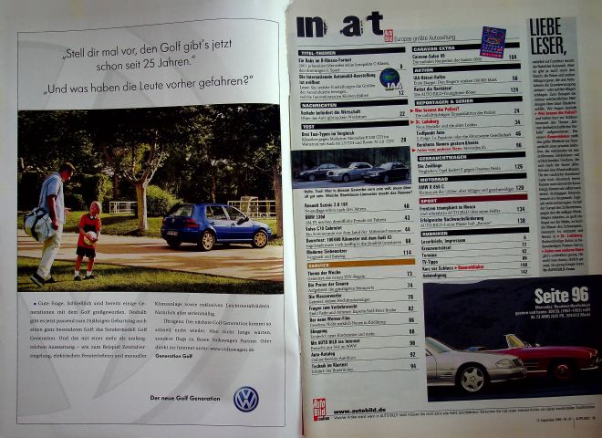 Inhaltsverzeichnis Auto Bild 37/1999