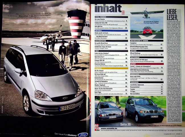 Inhaltsverzeichnis Auto Bild 37/2000