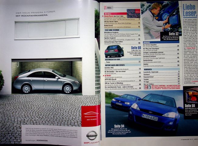 Inhaltsverzeichnis Auto Bild 37/2002