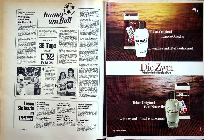 Inhaltsverzeichnis Kicker 38/1974