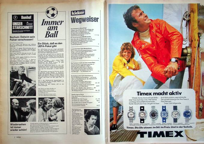 Inhaltsverzeichnis Kicker 38/1975