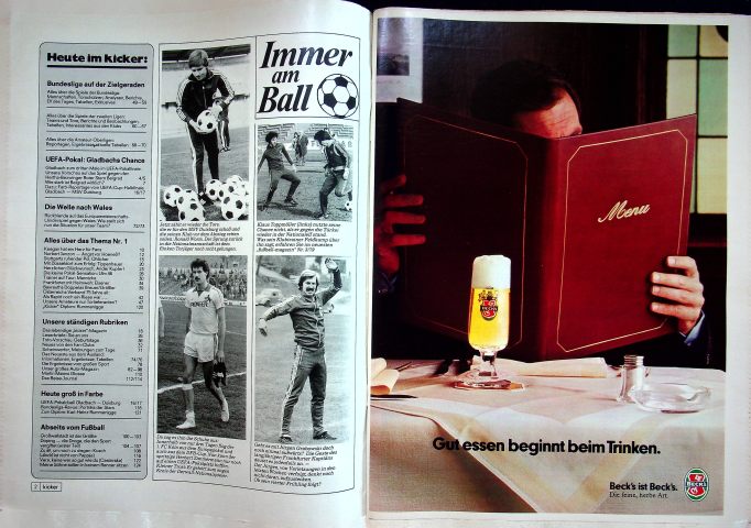 Inhaltsverzeichnis Kicker 38/1979