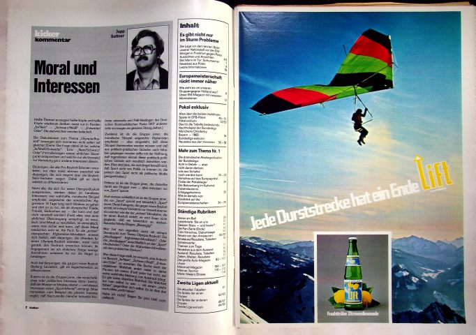 Inhaltsverzeichnis Kicker 38/1980