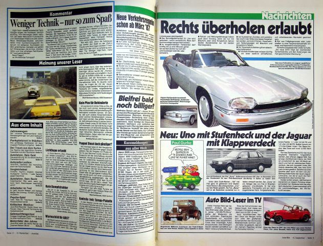 Inhaltsverzeichnis Auto Bild 38/1986