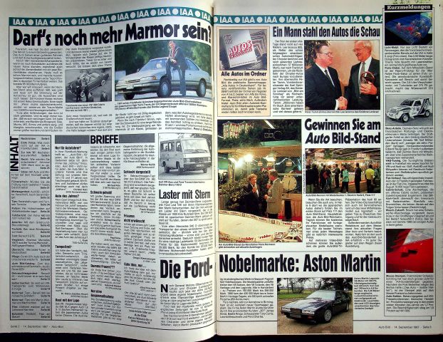 Inhaltsverzeichnis Auto Bild 38/1987