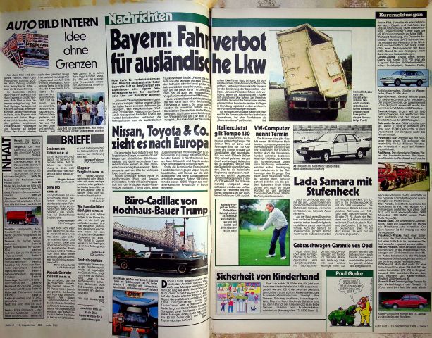 Inhaltsverzeichnis Auto Bild 38/1988
