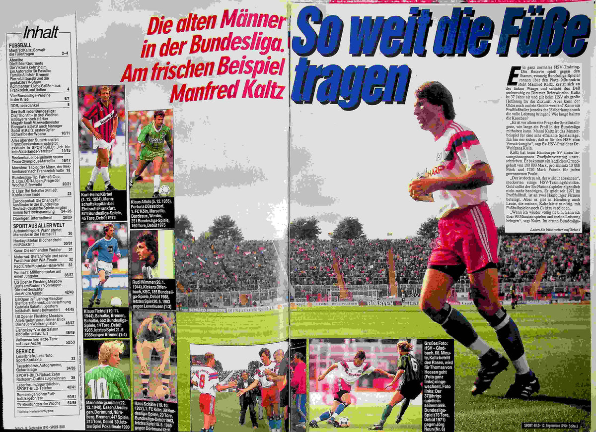 Inhaltsverzeichnis Sport Bild 38/1990
