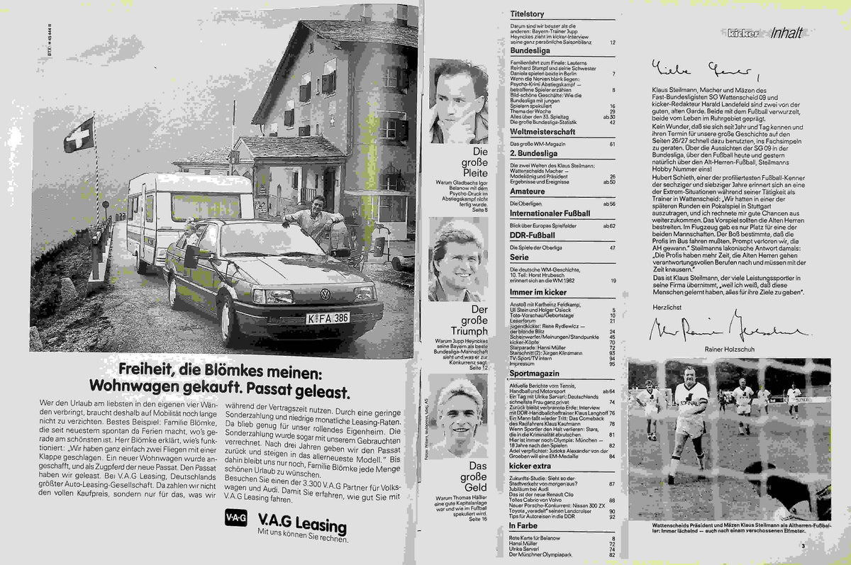 Inhaltsverzeichnis Kicker 38/1990