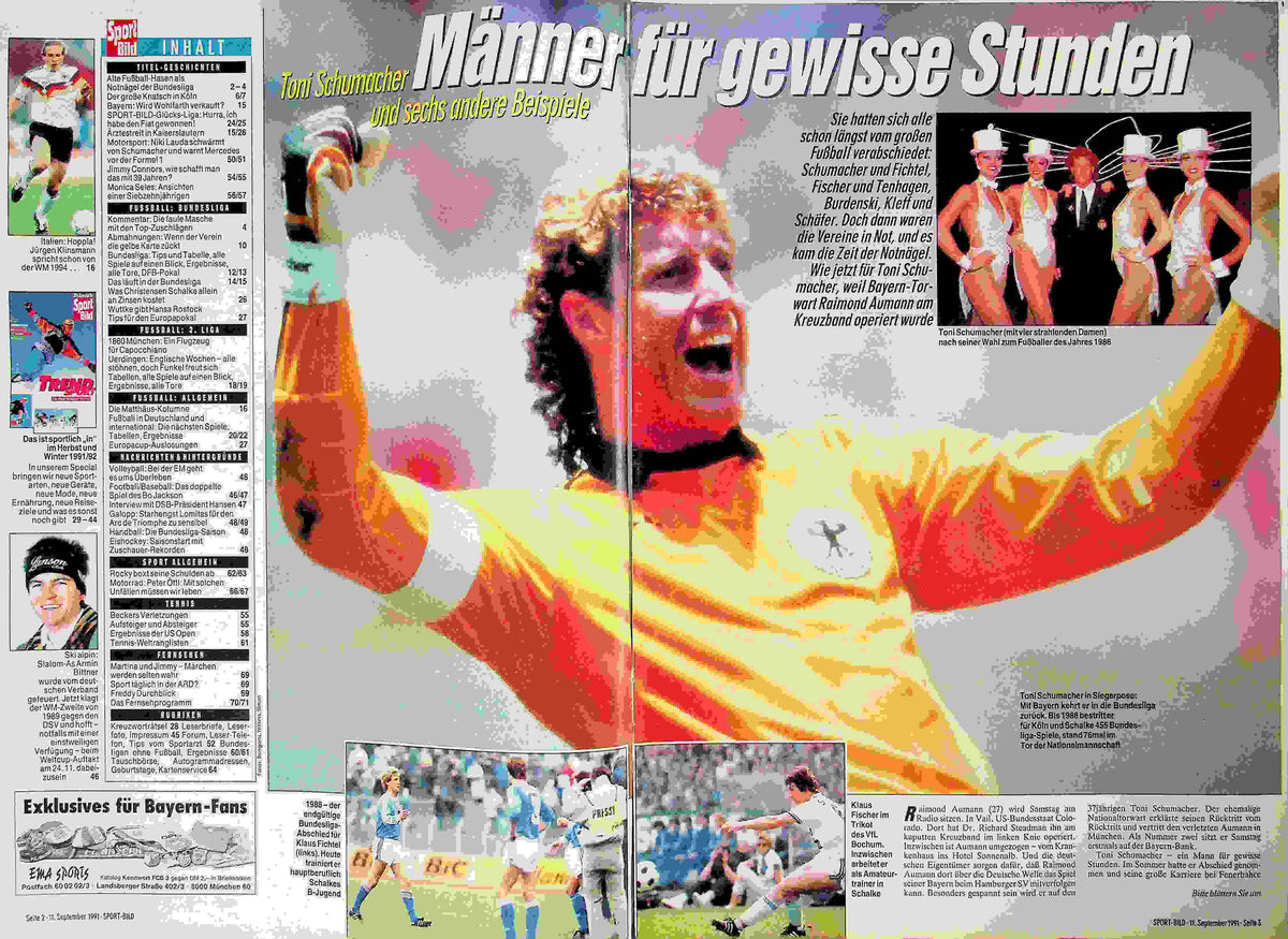 Inhaltsverzeichnis Sport Bild 38/1991