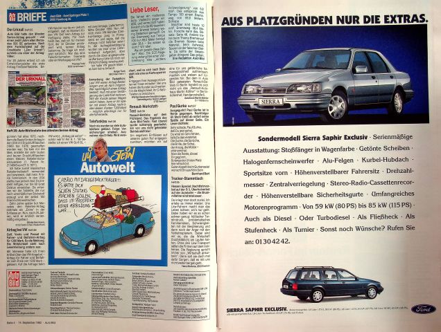 Inhaltsverzeichnis Auto Bild 38/1992