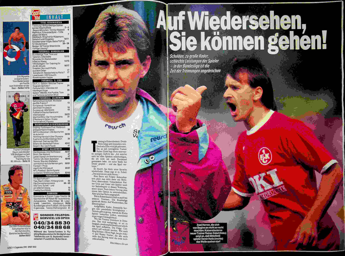 Inhaltsverzeichnis Sport Bild 38/1992