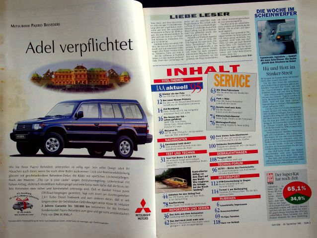 Inhaltsverzeichnis Auto Bild 38/1995