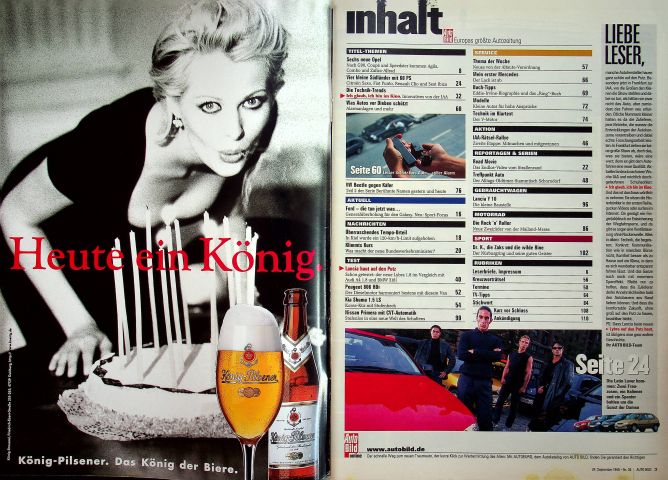 Inhaltsverzeichnis Auto Bild 38/1999