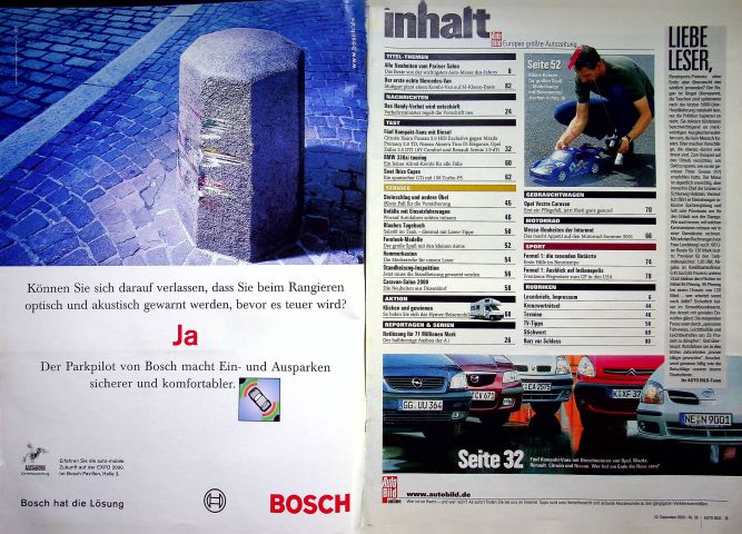 Inhaltsverzeichnis Auto Bild 38/2000