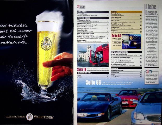 Inhaltsverzeichnis Auto Bild 38/2001