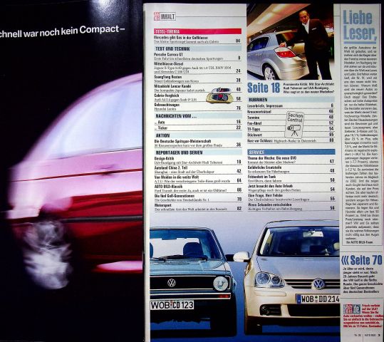 Inhaltsverzeichnis Auto Bild 38/2003