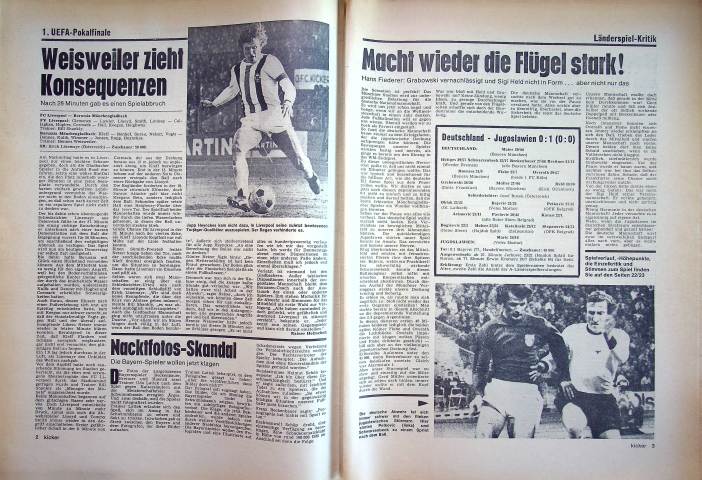 Inhaltsverzeichnis Kicker 39/1973