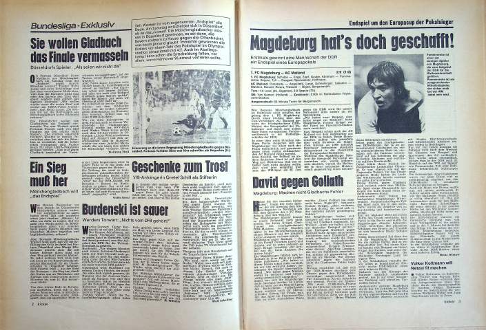 Inhaltsverzeichnis Kicker 39/1974