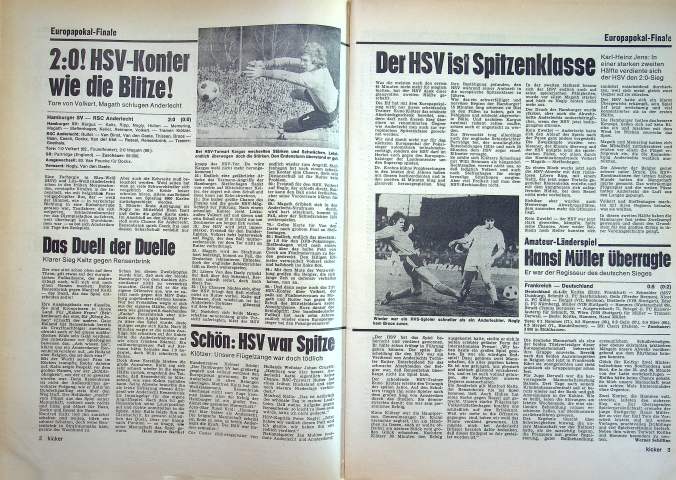 Inhaltsverzeichnis Kicker 39/1977