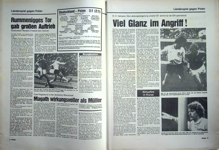 Inhaltsverzeichnis Kicker 39/1980
