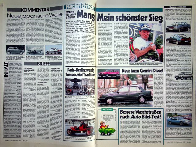 Inhaltsverzeichnis Auto Bild 39/1987