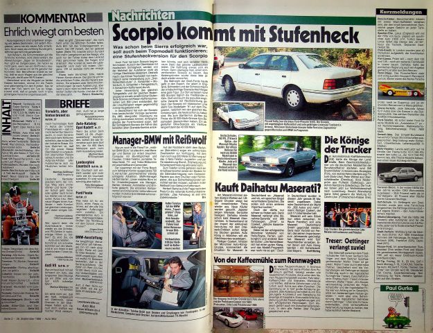 Inhaltsverzeichnis Auto Bild 39/1988