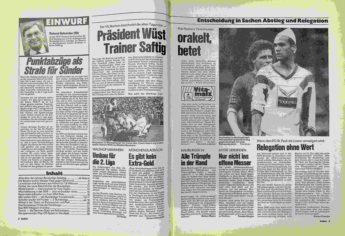 Inhaltsverzeichnis Kicker 39/1990