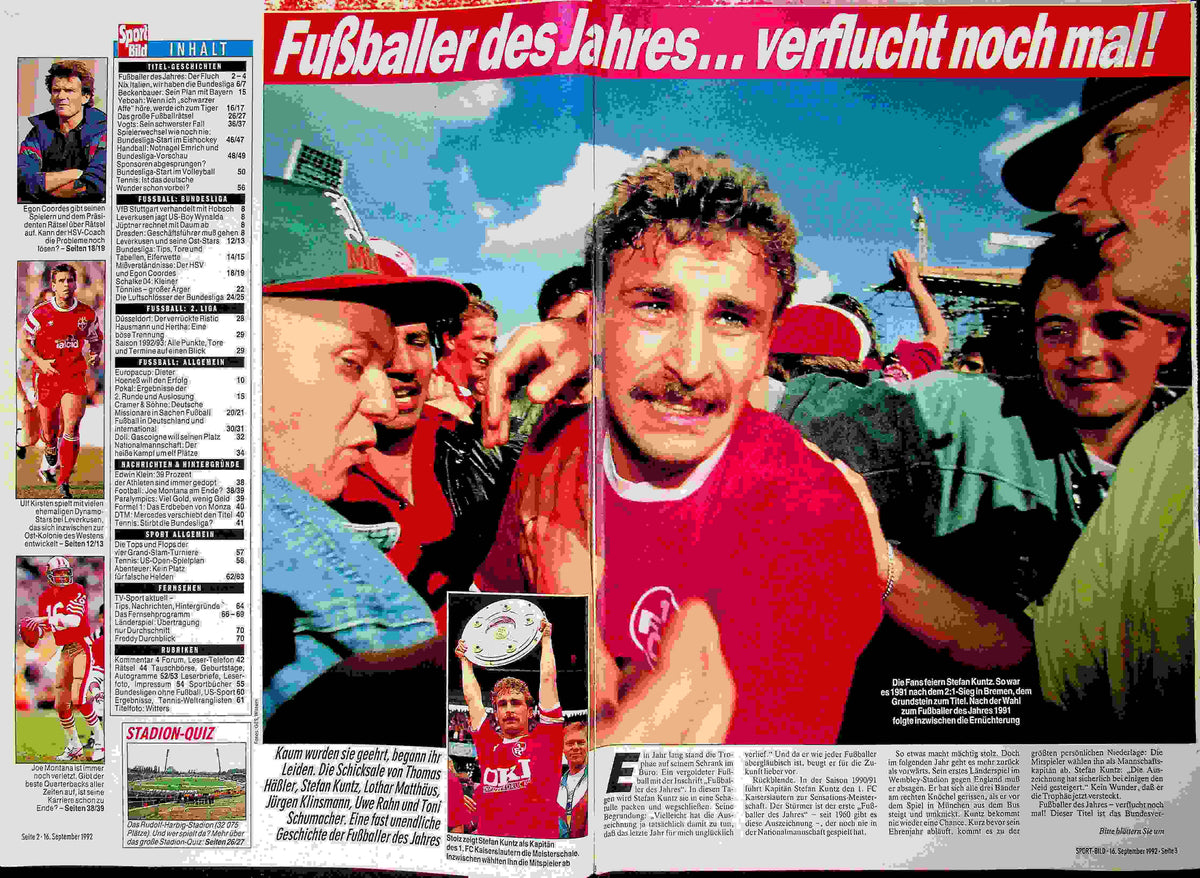 Inhaltsverzeichnis Sport Bild 39/1992