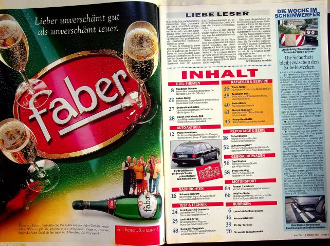 Inhaltsverzeichnis Auto Bild 39/1994