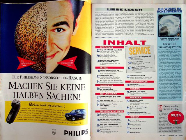 Inhaltsverzeichnis Auto Bild 39/1995