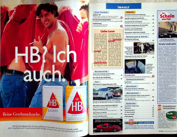Inhaltsverzeichnis Auto Bild 39/1996