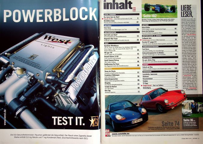 Inhaltsverzeichnis Auto Bild 39/1999