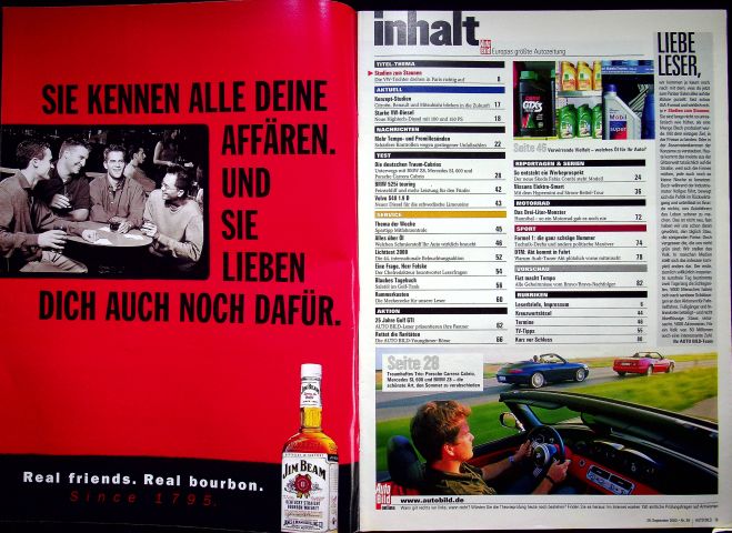 Inhaltsverzeichnis Auto Bild 39/2000