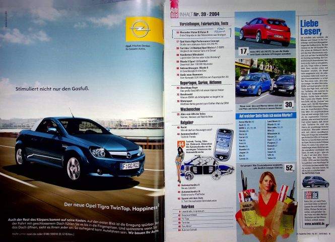 Inhaltsverzeichnis Auto Bild 39/2004