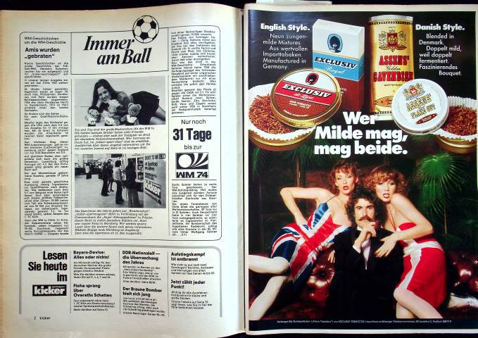 Inhaltsverzeichnis Kicker 40/1974
