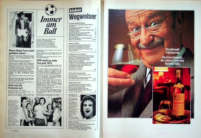 Inhaltsverzeichnis Kicker 40/1975
