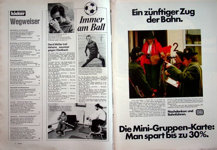 Inhaltsverzeichnis Kicker 40/1977