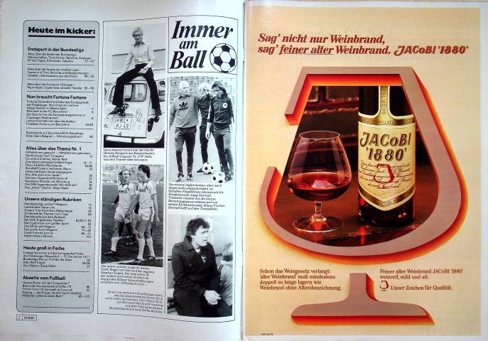 Inhaltsverzeichnis Kicker 40/1979