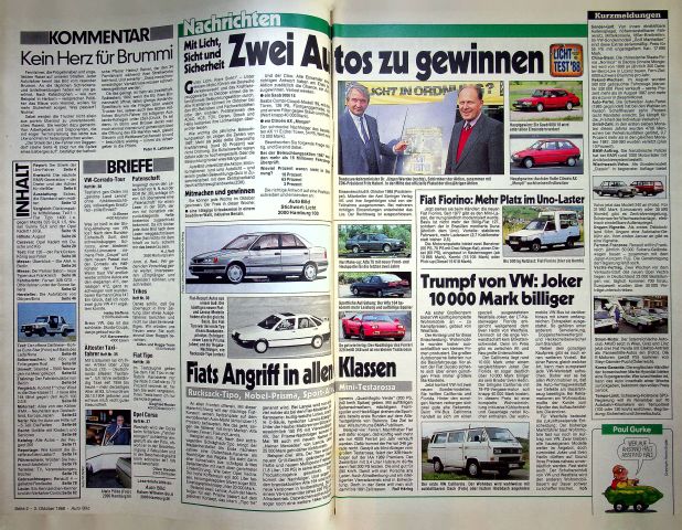 Inhaltsverzeichnis Auto Bild 40/1988