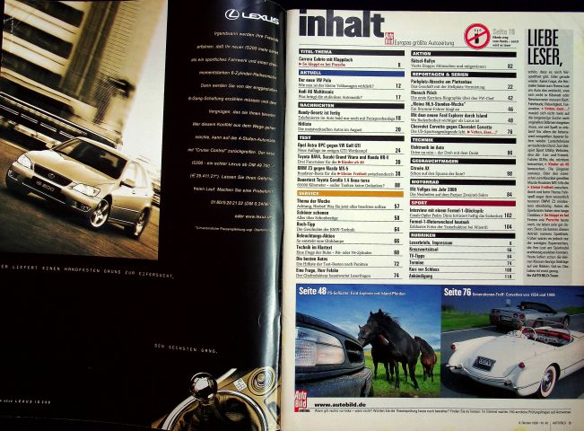 Inhaltsverzeichnis Auto Bild 40/1999