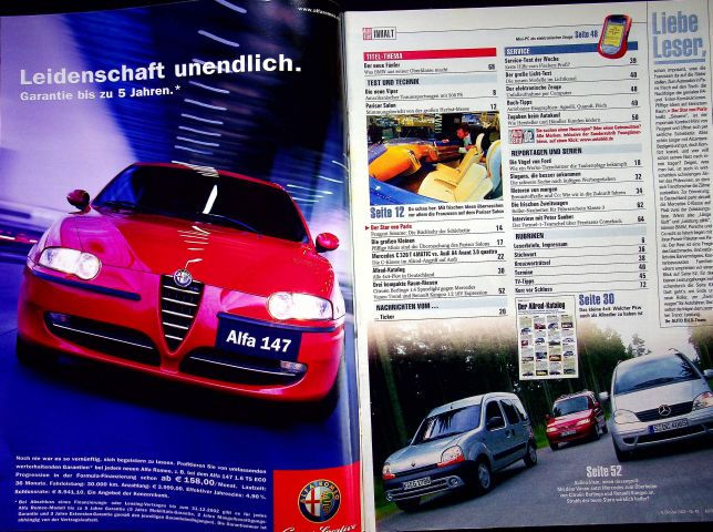 Inhaltsverzeichnis Auto Bild 40/2002